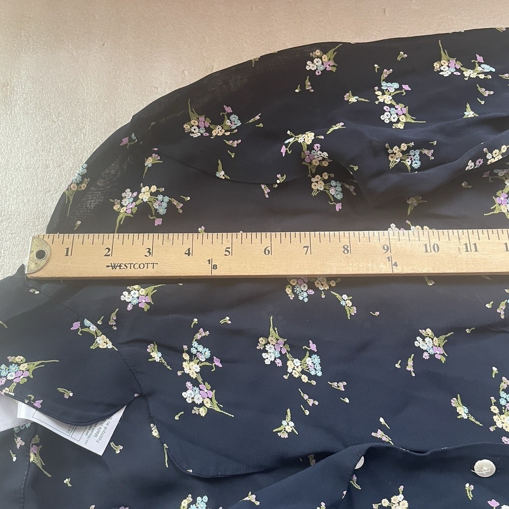 Laura Ashley Shirt Women S Black Floral Long Sleeve Whimsigoth Button Up Blouse - Picture 10 of 13